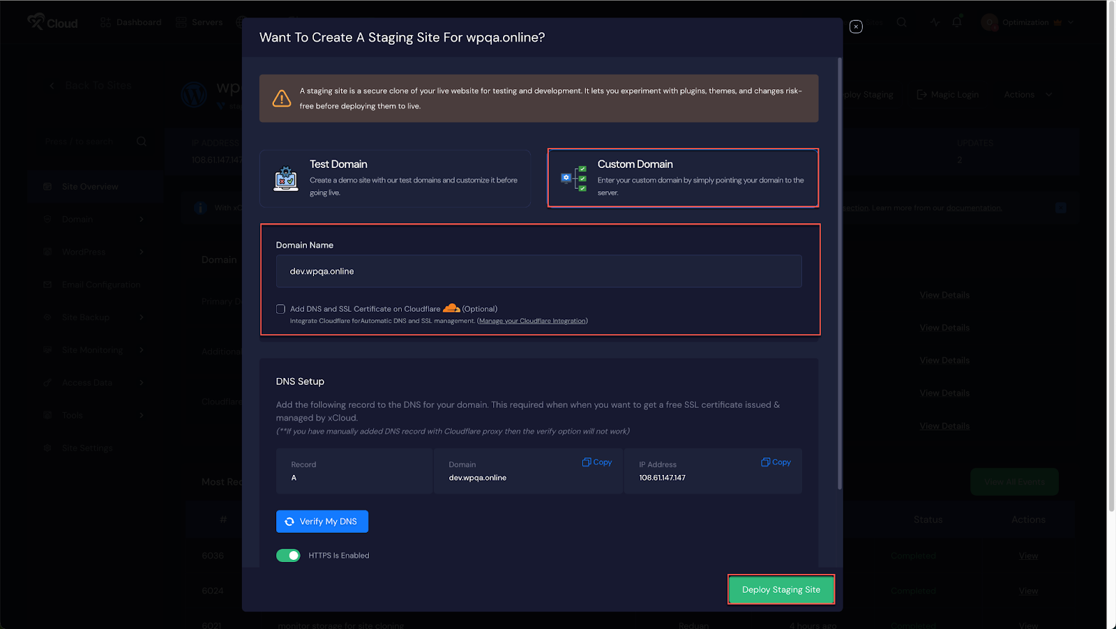 staging environment